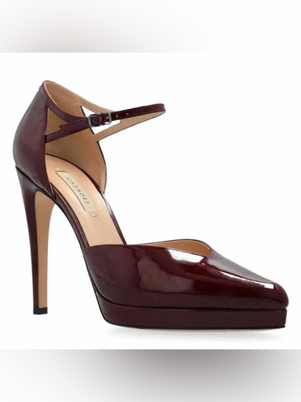 Casadei Tiffany 120mm Platform Pumps Burgundy Patent Leather Pointed-Toe Heels